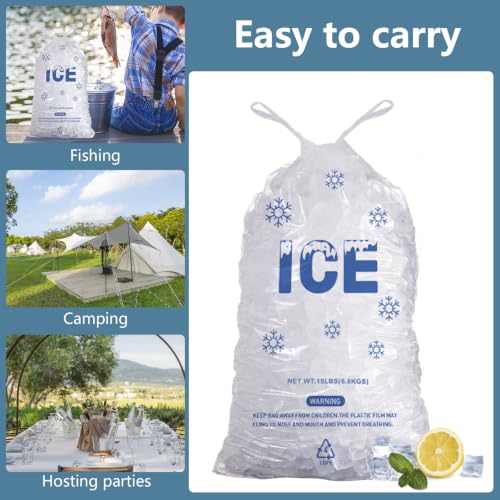 100 PACK 15 lb. Plastic Drawstring Ice Bags 14 x 24 Inch Heavy-Duty Plastic Ice Bags with Draw String (2.8mil Thickness) - style: 14x24inch(100pack)
