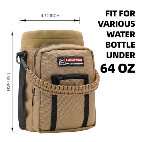 NATURE PIONEOR 64 oz Insulated Water Bottle Carrier Holder with Strap - color: Brown, size: 64 oz