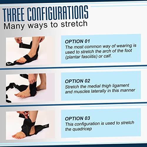 Foot and Calf Stretcher for Plantar Fasciitis, Achilles Tendonitis, Heel Spurs, Drop Foot. Yoga Stretching Strap for Leg, Thigh and Hamstring (Black) - color: Black