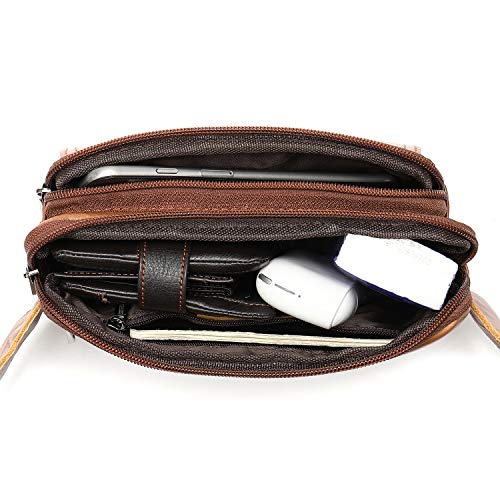 NIUCUNZH Real Leather Fanny Pack for Men Women Sling Waist Packs for Travel - color: Brown