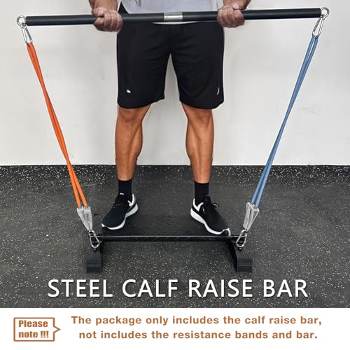 BLUSLM Steel Calf Raise Bar, Standing Machine for Stretching, Squat, Foot Stretch, Anti-Slip Solid Block - color: Black 04
