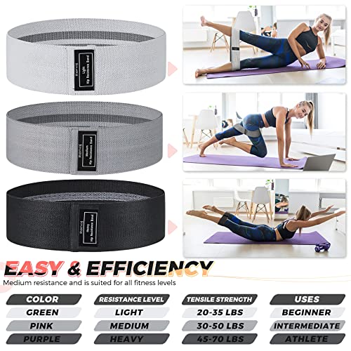 Fabric Resistance Bands for Working Out, 3-Set Exercise Loops for Home Gym - color: Black