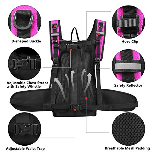 Hydration Backpack with 3L Water Bladder, Small Hydration Pack Backpack for Men Women, Lightweight Water Backpack with Cooler Layer for Running, Biking, Hiking - color: Pink