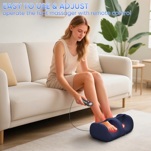TISSCARE Foot Massager with Heat, Shiatsu Foot Massager for Plantar Fasciitis, Foot and Calf Massager with Massage Roller, Deep Kneading, Pain Relief, Gift for Women and Man