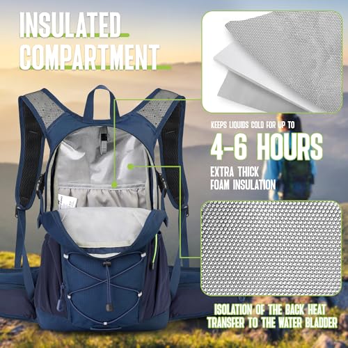 N NEVO RHINO Hydration Backpack, 18L Hiking Backpack with 3L Water Bladder - color: Blue