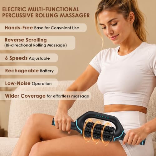 Electric Rolling Percussive Massager, Deep Tissue Massage Roller & 6 Speeds