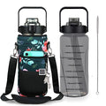 Half Gallon Water Bottle with Sleeve, 64OZ Motivational Water Bottle - color: Black Rose