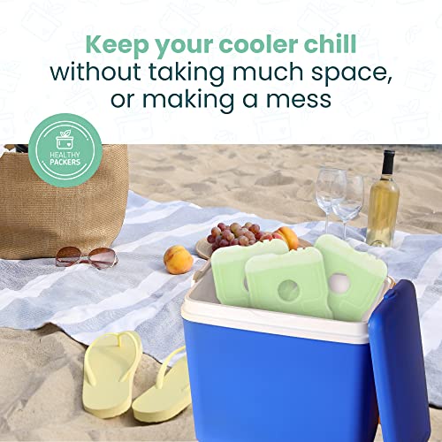 Healthy Packers Ice Packs for Lunch Boxes, Slim Cooler Ice Packs - color: Green (8 Pack)