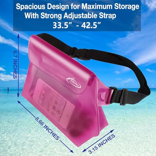 AiRunTech Waterproof Fanny Pack, Beach Cruise Vacation Essentials, Waterproof Pouch Protect Phone Passport Valuables Dry Safety, Paddle Board Kayaking Boating Swimming Accessories-2 Pack（Black + Pink） - color: Black+Pink