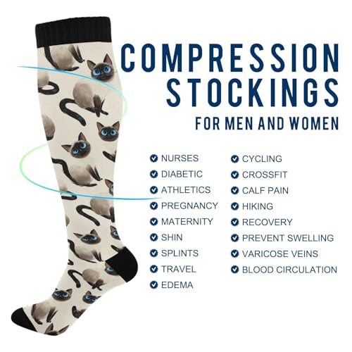 Wusikd Heartbeat Symbol Compression Socks for Women and Men Circulation Black Long Socks for Athletic Running 1 - color: Cat
