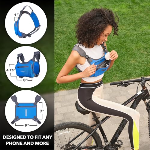 Running Chest Pack, Reflective Vest, Water Repellent, Phone Holder, Workout Bag for Runners, Cycling, Biking, EDC Pouch, Jogging Carrier, Hidden Pocket, Men & Women, Lightweight - color: Blue