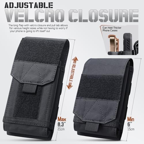 Universal Phone Pouch with MOLLE Attachment for EDC Outdoor & Tactical Gear - color: Black