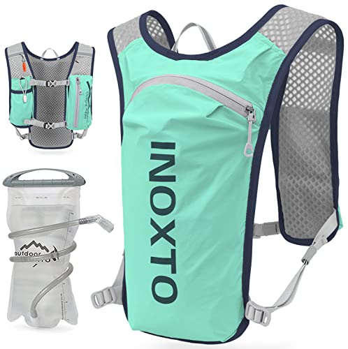 INOXTO Running Hydration Vest Backpack,Lightweight Insulated Pack with 1.5L Water Bladder Bag Daypack for Hiking Trail Running Cycling Race Marathon for Women Men - color: Lght green black