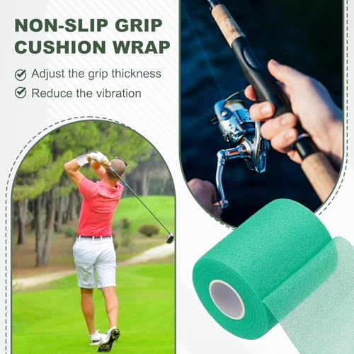Pre Wrap Tape, Non-Slip Grip Cushion Wrap Prewrap Athletic Tape Fitting for (Tennis- Badminton - Pickleball - Sports) - color: Dark Green