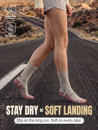 Coolmax Running Socks for Women Stay Dry Cloud Cushioned Compression - color: Mix Pink, size: 11-14