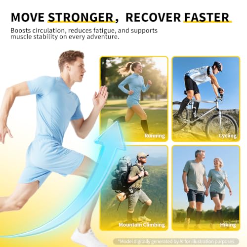 CAMBIVO Calf Compression Sleeve 3 Pairs Footless Compression Socks Running - color: Pure Black, size: Large-X-Large