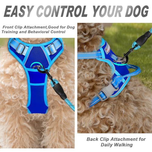 BARKBAY Dog Harness No Pull for Small Sized Dog Front Back Clips,Dog Vest - color: Sapphire Blue & Blue, size: X-Small(Chest:15.5-19.5”)