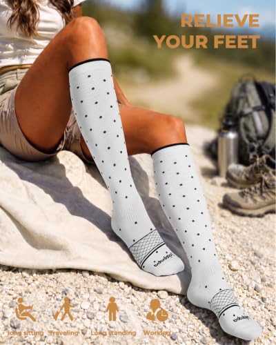 LYCRA® Compression Socks for Women,20-30 mmHg - color: Pink Bow, size: Large-X-Large