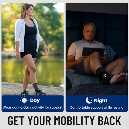 Koprez Ankle Compression Sleeve & Ankle Brace for Plantar Fasciitis Relief - color: Black, size: XX-Large