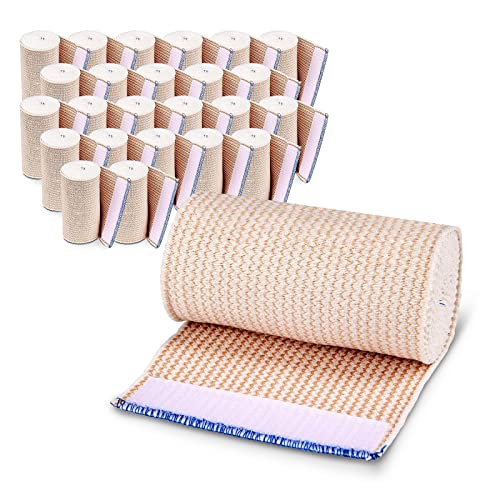 Premium Elastic Bandage Wrap (4” Wide, 25 Pack) - Nexskin Latex Free Athletic/Medical Compression Bandages Hook & Loop Fasteners at Both Ends - Lifetime Washable & Reusable Bandages - size: 25 Pack