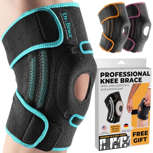 DR. BRACE ELITE Knee Brace with Side Stabilizers & Patella Gel Pads - color: Earth, size: Large