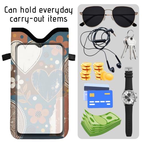 GLOBLELAND Pattern Cell Phone Sleeve Pouch Case Bag with Crossbody Strap Neck Lanyard for Women Men - color: Paisley Pattern