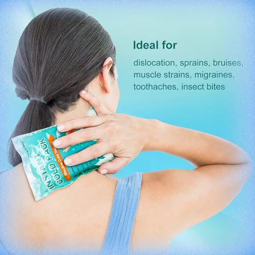 General Medi Instant Ice Cold Pack (4”x 5.5”) – 100 Packs Disposable Cold Therapy Ice Packs for Pain Relief, Swelling, Inflammation, Sprains, Toothache – for Athletes & Outdoor Activities - size: 100 Packs (4”x 5.5”)