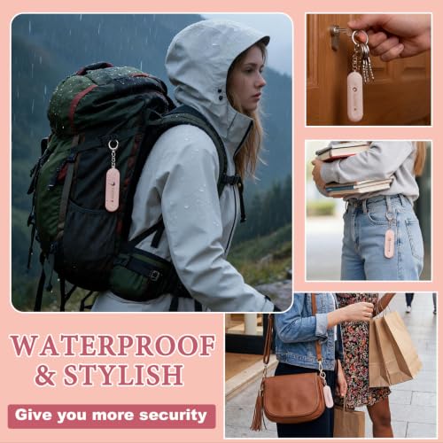 Personal Safety Alarm - Waterproof Rechargeable Security Alarm - 140dB Extra Loud Siren & Strobe Light - Self Defense Keychain - Gift for Women, Teenagers, College Girls, Seniors (Pink) - color: Pink