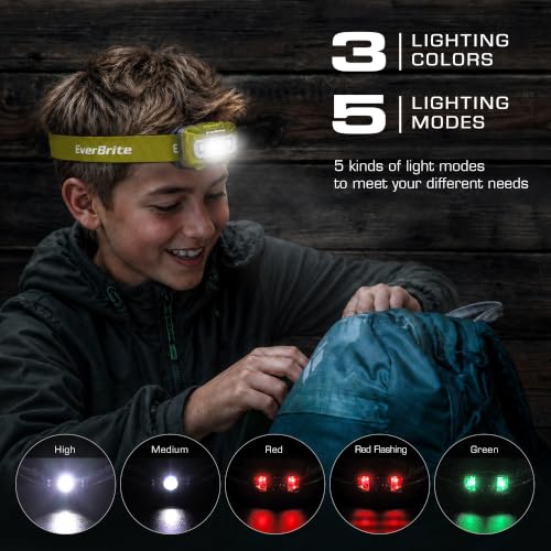 EverBrite Headlamp, 300 Lumens LED Head Lamp for Kids & Adults, Red Light - color: Yellow