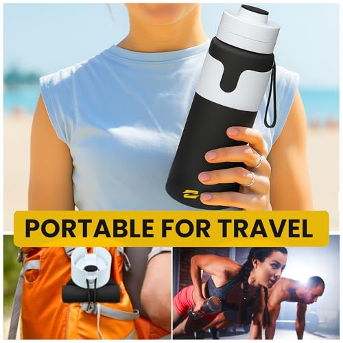 Collapsible Water Bottles – BPA-Free Silicone, Leak-Proof & Lightweight Foldable Water Bottle for Travel, Hiking, Camping, Sports & Everyday Use – Compact, Reusable, Portable, Easy Clean
