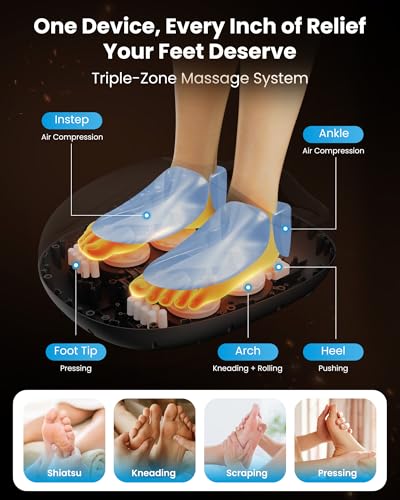COMFIER Large Shiatsu Foot Massager with Heat, Size 15, FSA Eligible HSA - color: Obsidian Black