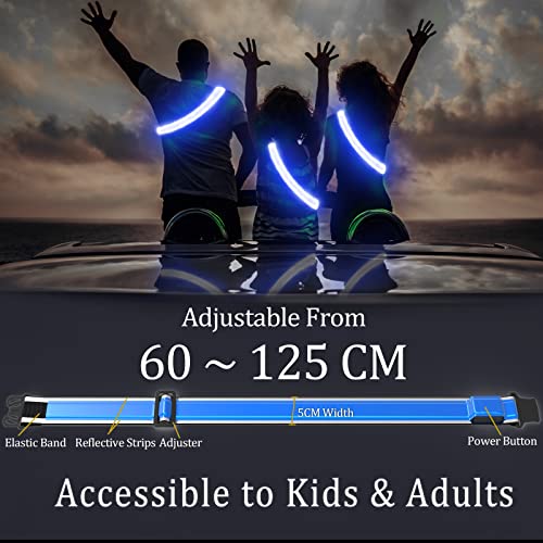 High Visibility USB-C Rechargeable LED Running Lights for Runners, 360° Reflective LED Light Up Running Vest Gear for Walking at Night