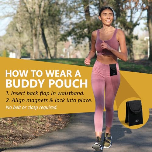 Running Buddy Magnetic Pouch Beltless Workout Pouch No Bounce - color: Black, size: Mini Plus (6.5 in x 4 in)