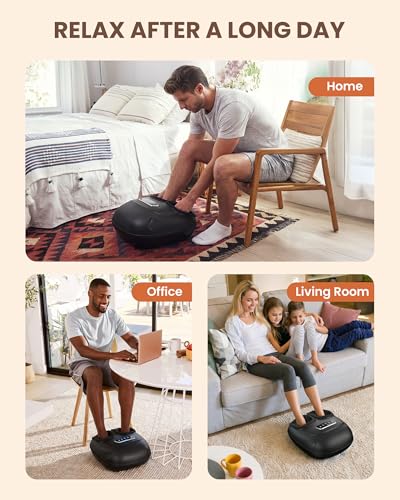 CILI 4-in-1 Foot Massager with Heat,Vibraion,Deep 3D Shiatsu,Compression,Rolling Feet Massager FSA Eligible HSA,Big Size 13" for Men Women Home Office Foot Pain Relief (Toe-Touch Control) Gifts Mom - color: Jet Black