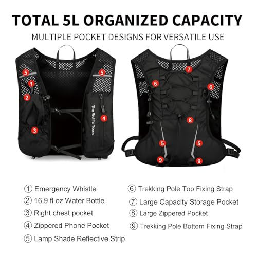 IEJ Running Hydration Vest with 500ml Soft Flask for Marathon - color: Black
