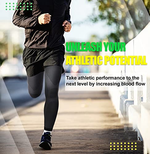 KEKING Full Leg Compression Sleeves, 20-30mmHg Graduated, Unisex, Running - color: Black, size: Medium