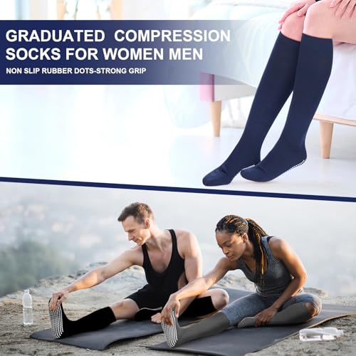 3 Pair Non Slip Compression Socks Women Men - color: Dark Color, style: Minimalist
