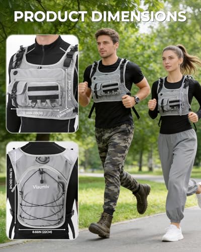 Hydration Backpack with 2L Water Bladder, Running Vest for Women Men - color: Grey