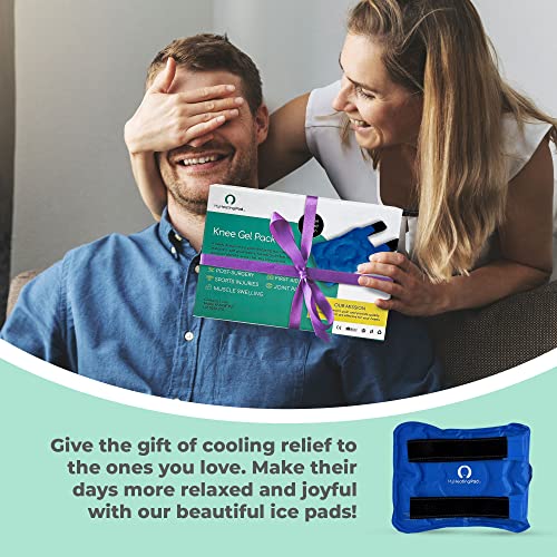 Reusable Knee Gel Pack with Elastic Straps - Gel Ice Pack for Knee, Joint, Elbow and Arm - Flexible Cold Packs for The Whole Family - Soft Ice Pack for Versatile Wrap and Convenient Use - 1 Pack Blue - style: Knee Gel Ice Pack