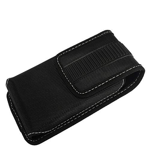 Nylon Cellphone Holster for iPhone SE (2020/2022), 11 Pro, XS/X, 8/7/6S/6, Alcatel Insight, LG Aristo 2, Galaxy S10e - Vertical Case Canvas Waist Carrying Pouch with Belt Clip/Loops, Black - size: Small