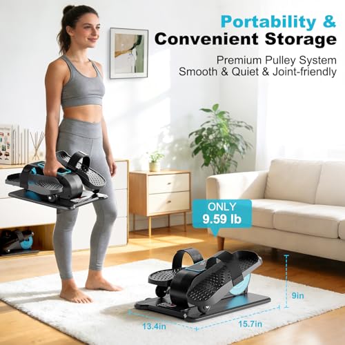 TDH Under Desk Elliptical Machine Leg Exerciser Electric - color: Blue