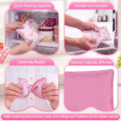 VIHOSE 2 Pcs Ice Packs for Lunch Box Bag - color: Pink, style: Floral
