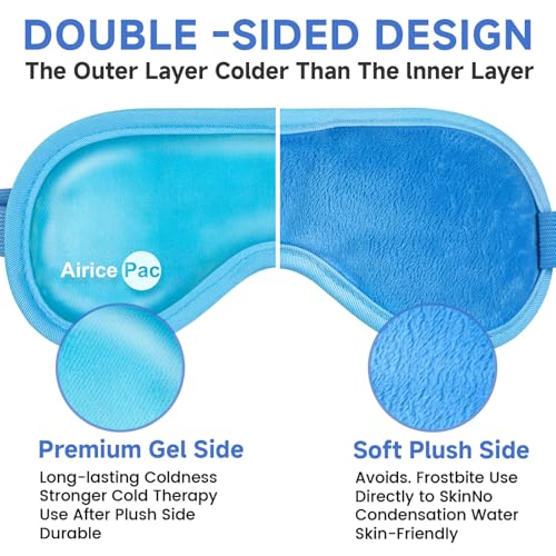 AiricePac Cold Eye Mask Cooling Eye Mask for Dry Eyes, Gel Eye Mask Eye Ice Pack Reusable Cold Eye Compress for Dark Circles, Migraines, Eye Surgery, Skin Care