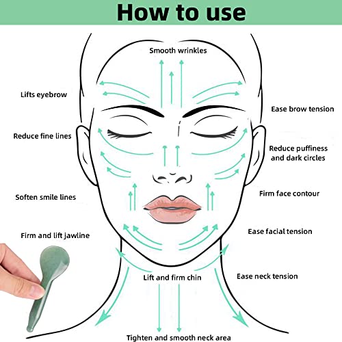 Jade Gua Sha Massage Tools Facial Tool Natural Green Gua Sha Anti Aging Facial Skin SPA for Rejuvenate Skin Anti-Wrinkle Anti Aging - style: C
