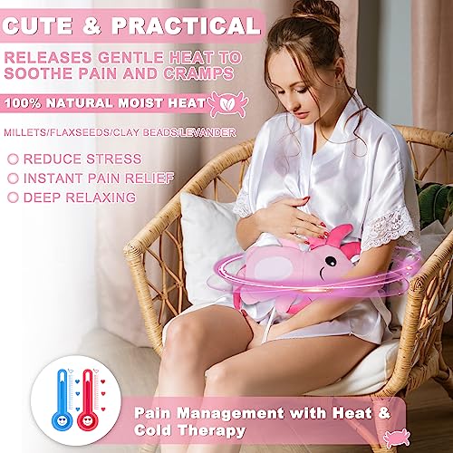 Microwave Heating Pad for Period Cramps Pain Relief, 16"×12", Pink Axolotl - size: Pink Axolotl