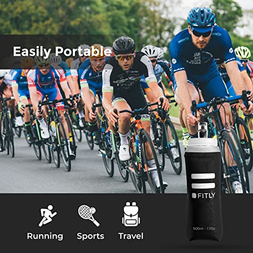 FITLY Soft Flask Running Water Bottle - Collapsible Hydration Flask - 17 oz