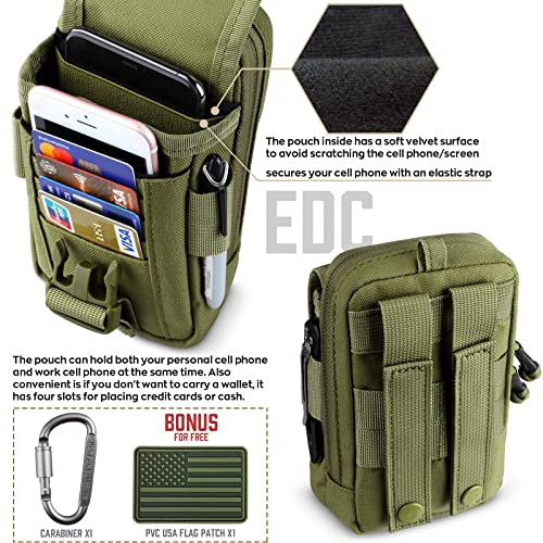 WYNEX Tactical Phone Pouch Molle, EDC Phone Holster, Small Admim Pouch - color: Army Green