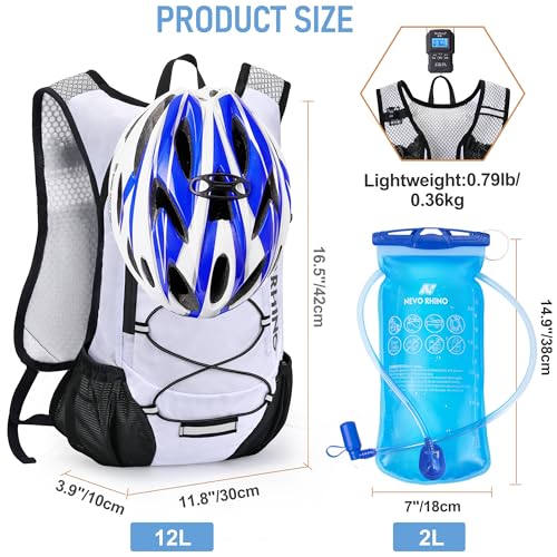 Lightweight Hydration Backpack, Running Backpack with 2L Water Bladder - color: White