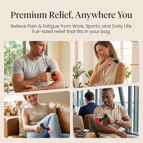 BOB AND BRAD Q2 Ultra Max Mini Massage Gun with Red Light, 5-11mm Amplitude - color: Obsidian Black