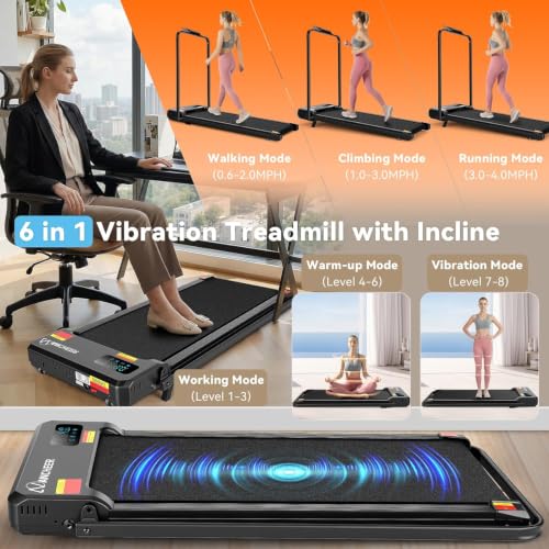ANCHEER Walking Pad with Incline - Under Desk Treadmill with Handle Bar - color: Blackk1